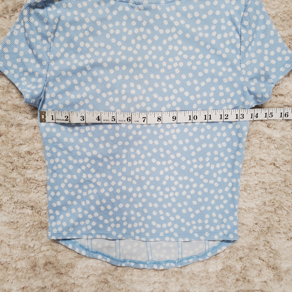 Blue Rib-Knit Crop Top - Picture 4 of 5
